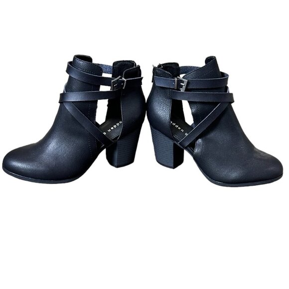 NWOT Madden Girl Black Buckle Block Heel Moto Bootie - 7.5 - Picture 1 of 12